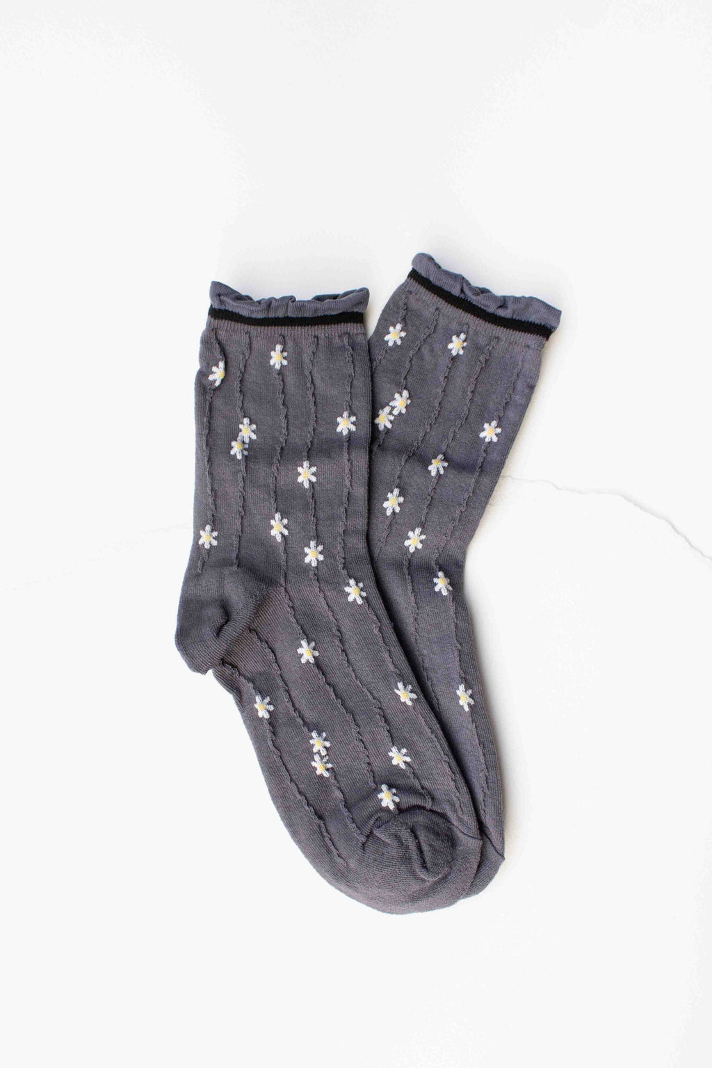 Wavy Daisy Cotton Blend Socks