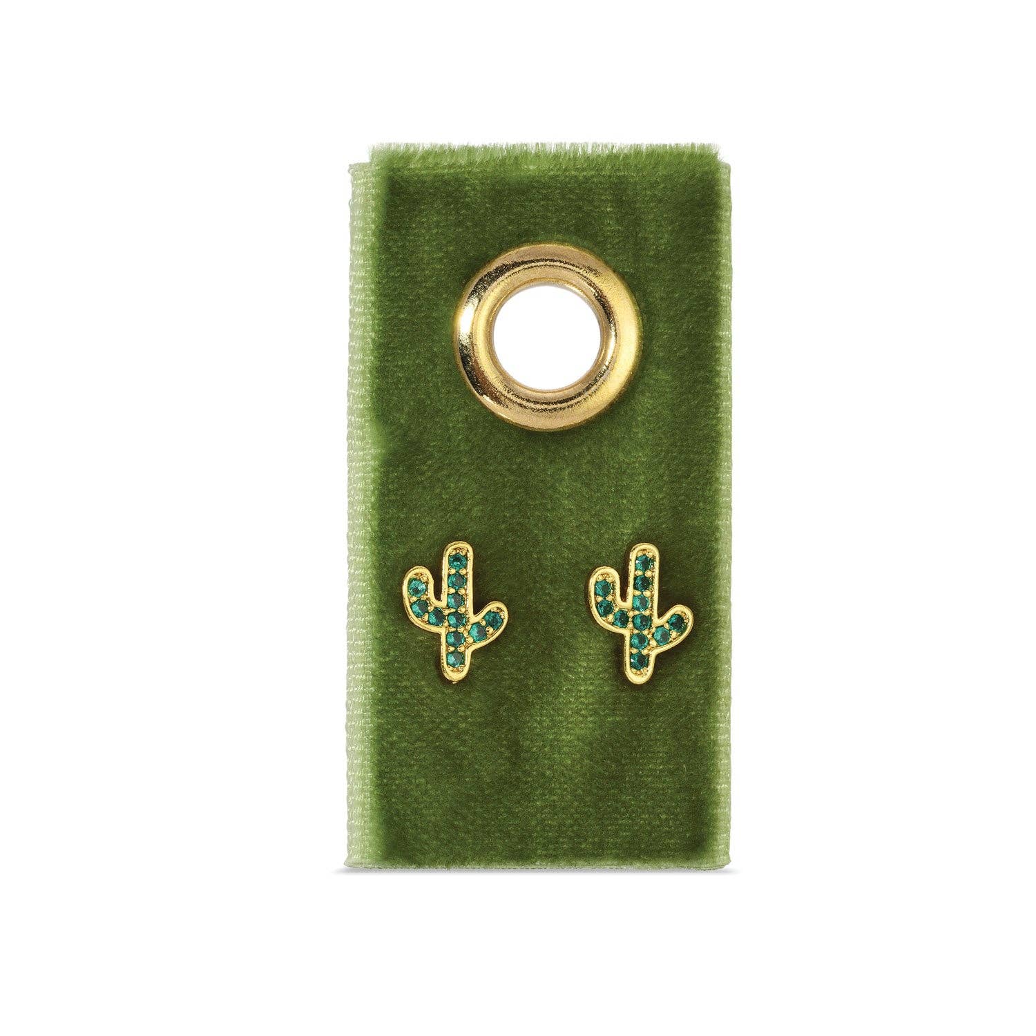 Green Pave Cactus On Velvet Gift Tag
