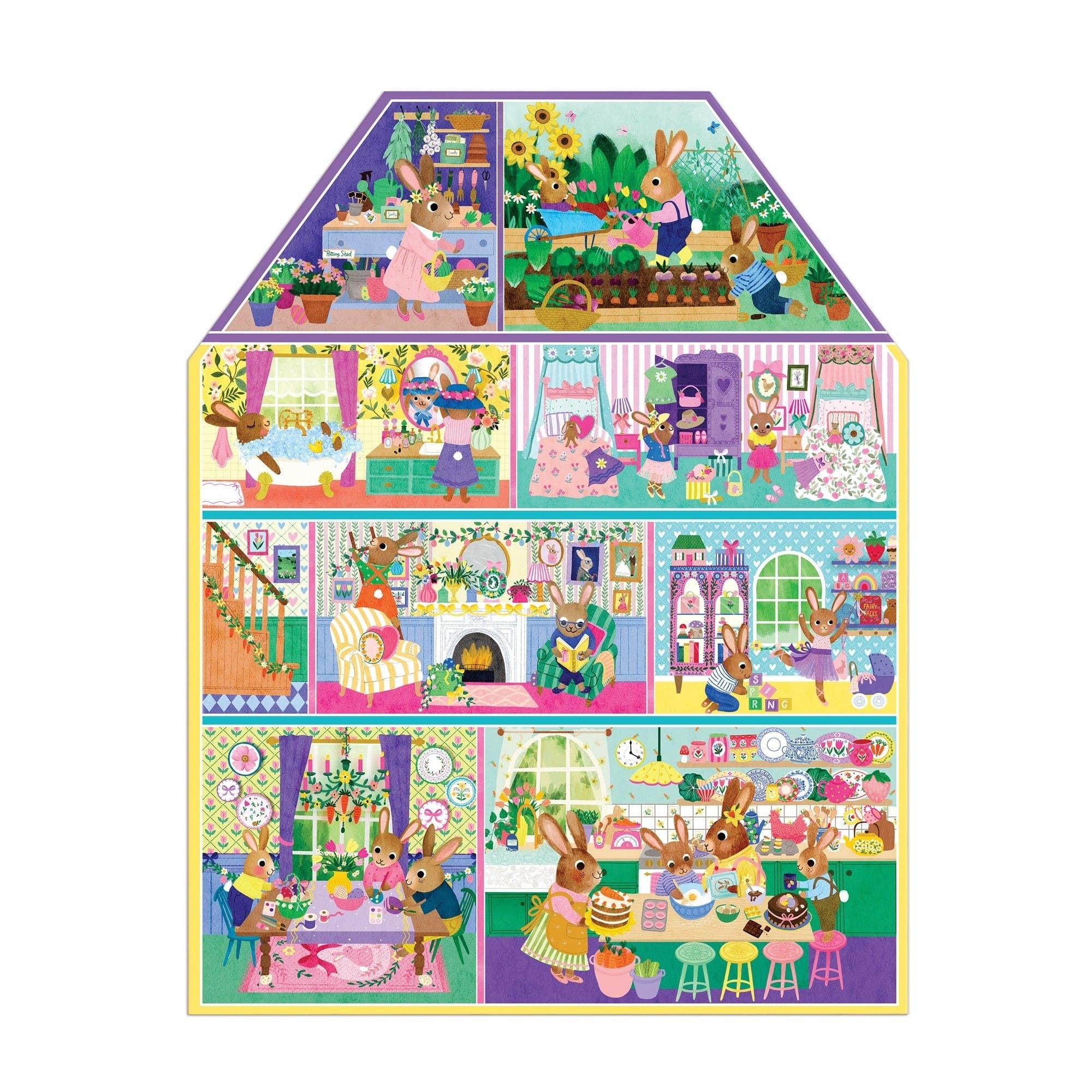 Cottontail Cottage 100 Piece House-shaped Puzzle
