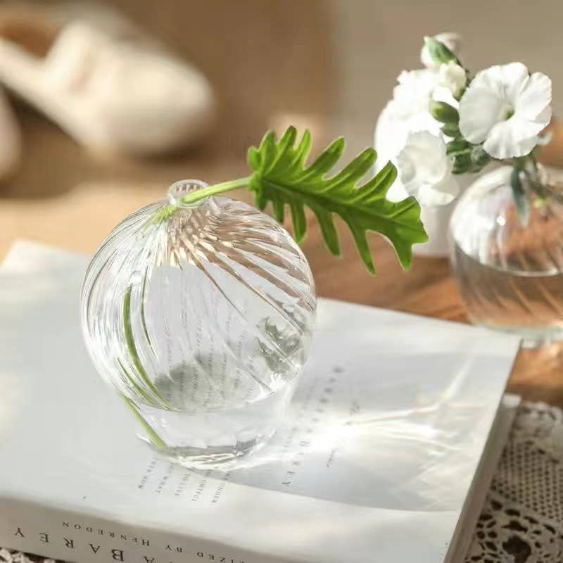 Twist Ribbed Glass Bud Vases