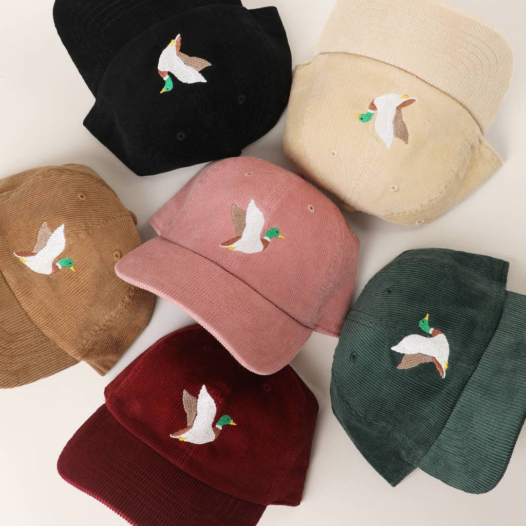 FLYING MALLARD Embroidered Corduroy Baseball Cap