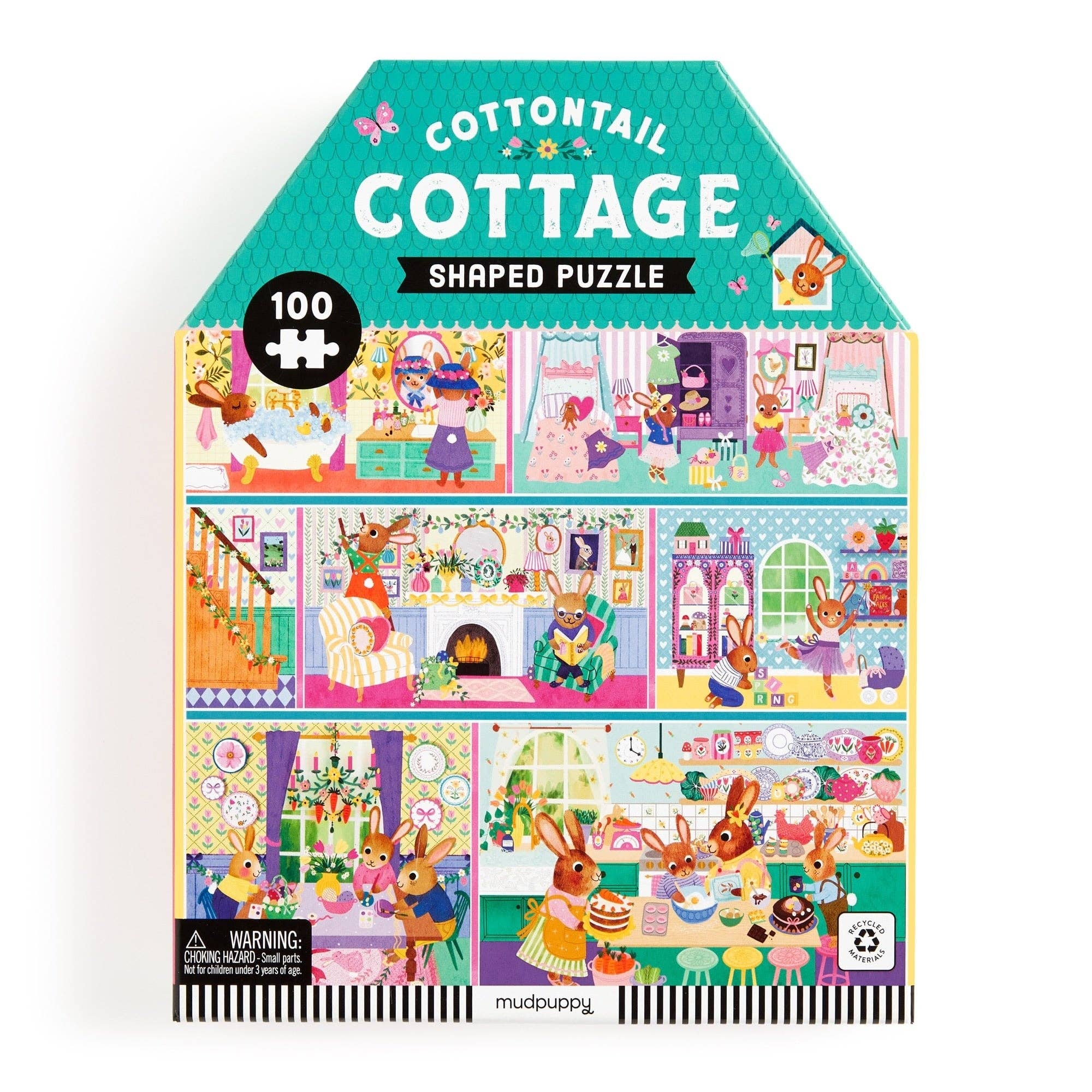 Cottontail Cottage 100 Piece House-shaped Puzzle
