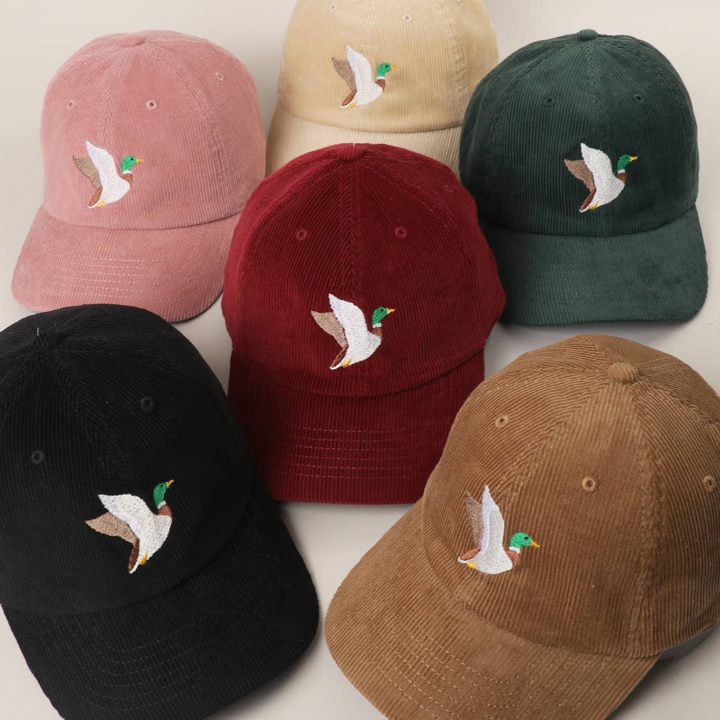 FLYING MALLARD Embroidered Corduroy Baseball Cap
