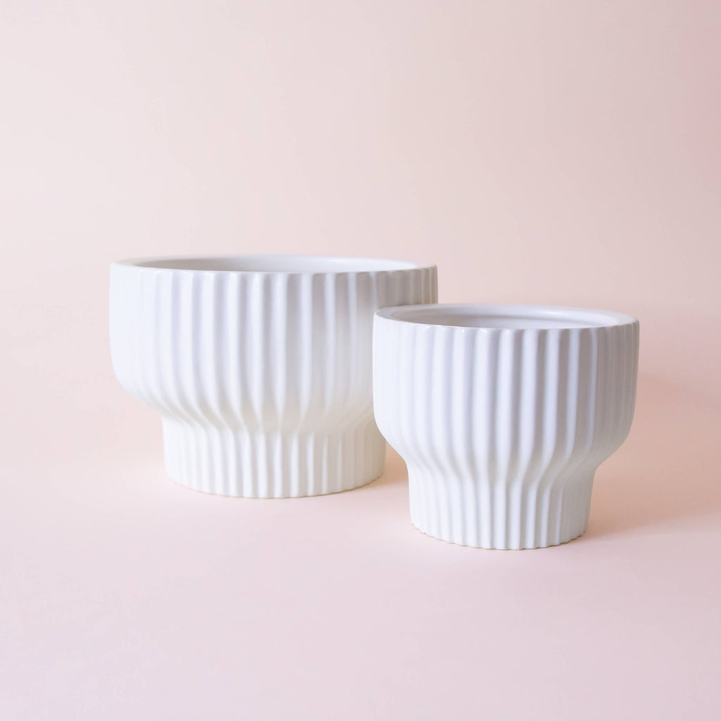 Presley Pedestal Vase | White