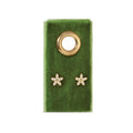 Pave Flower Studs On Velvet Gift Tag