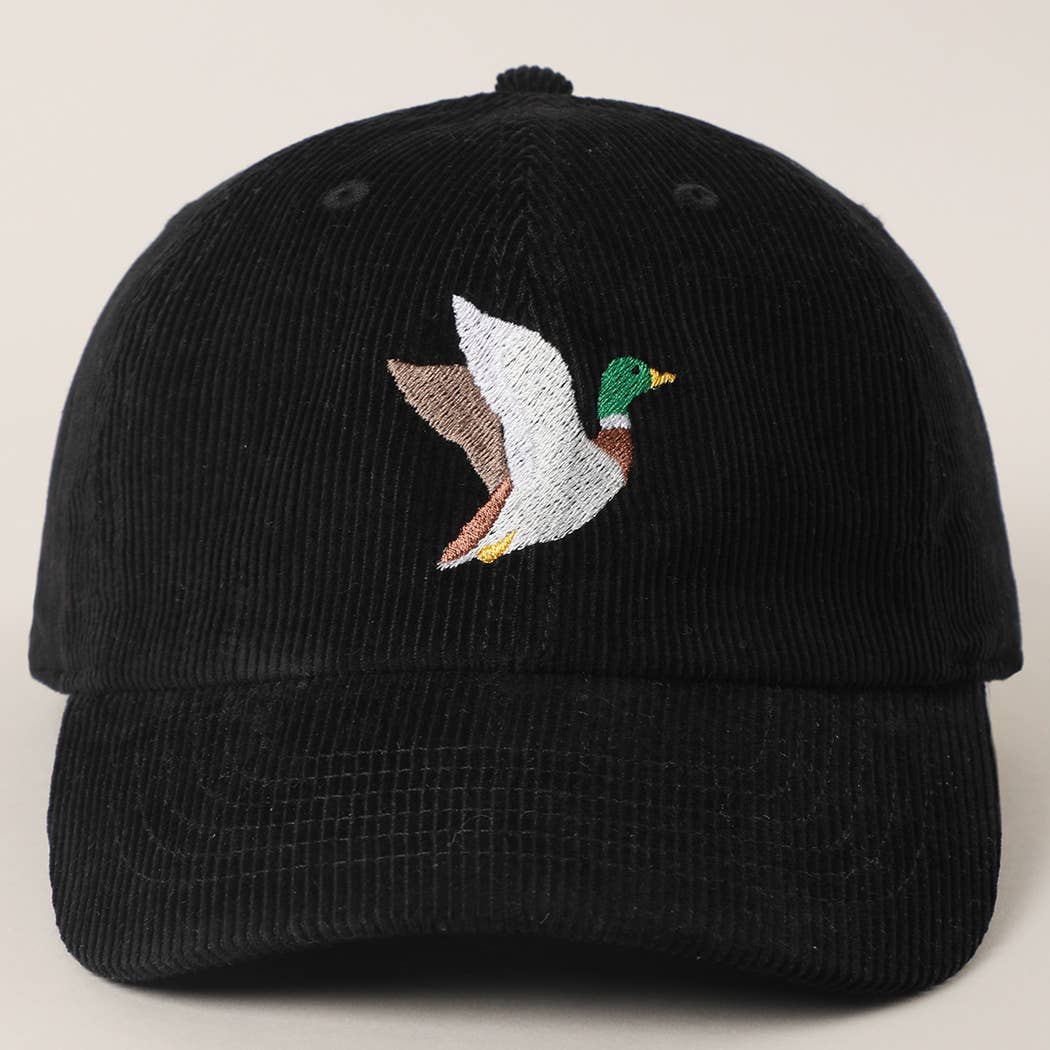 FLYING MALLARD Embroidered Corduroy Baseball Cap