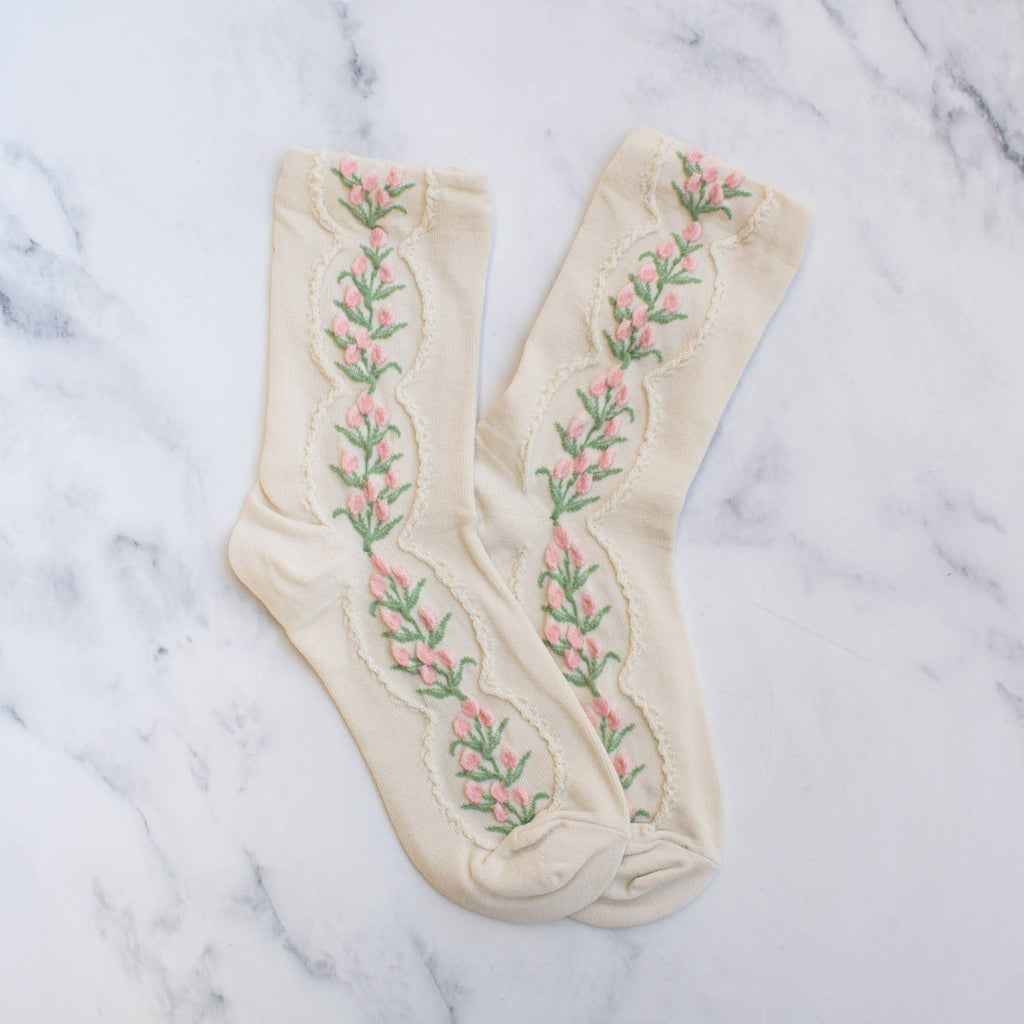 Women's Antique Tulip Flower Socks
