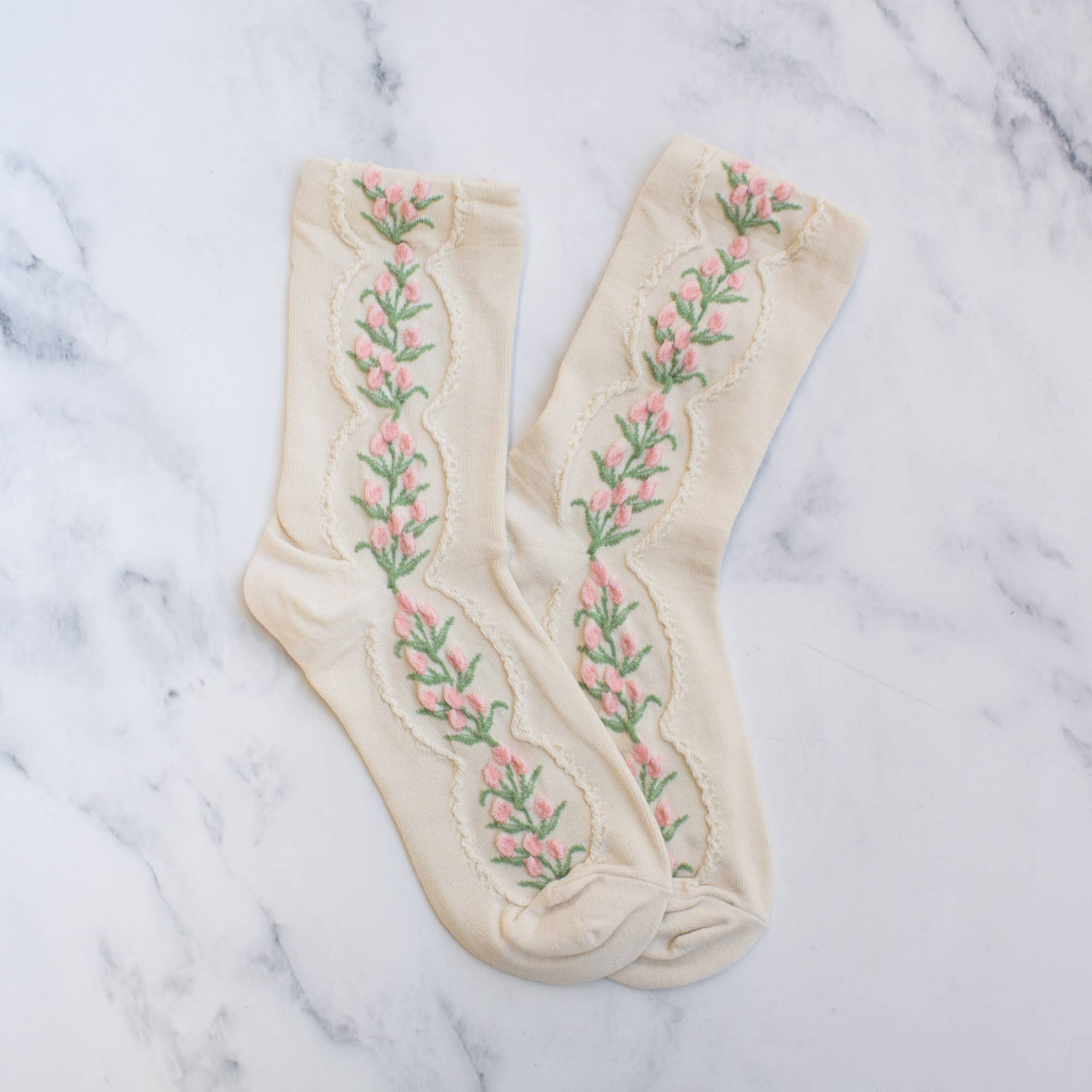 Women's Antique Tulip Flower Socks