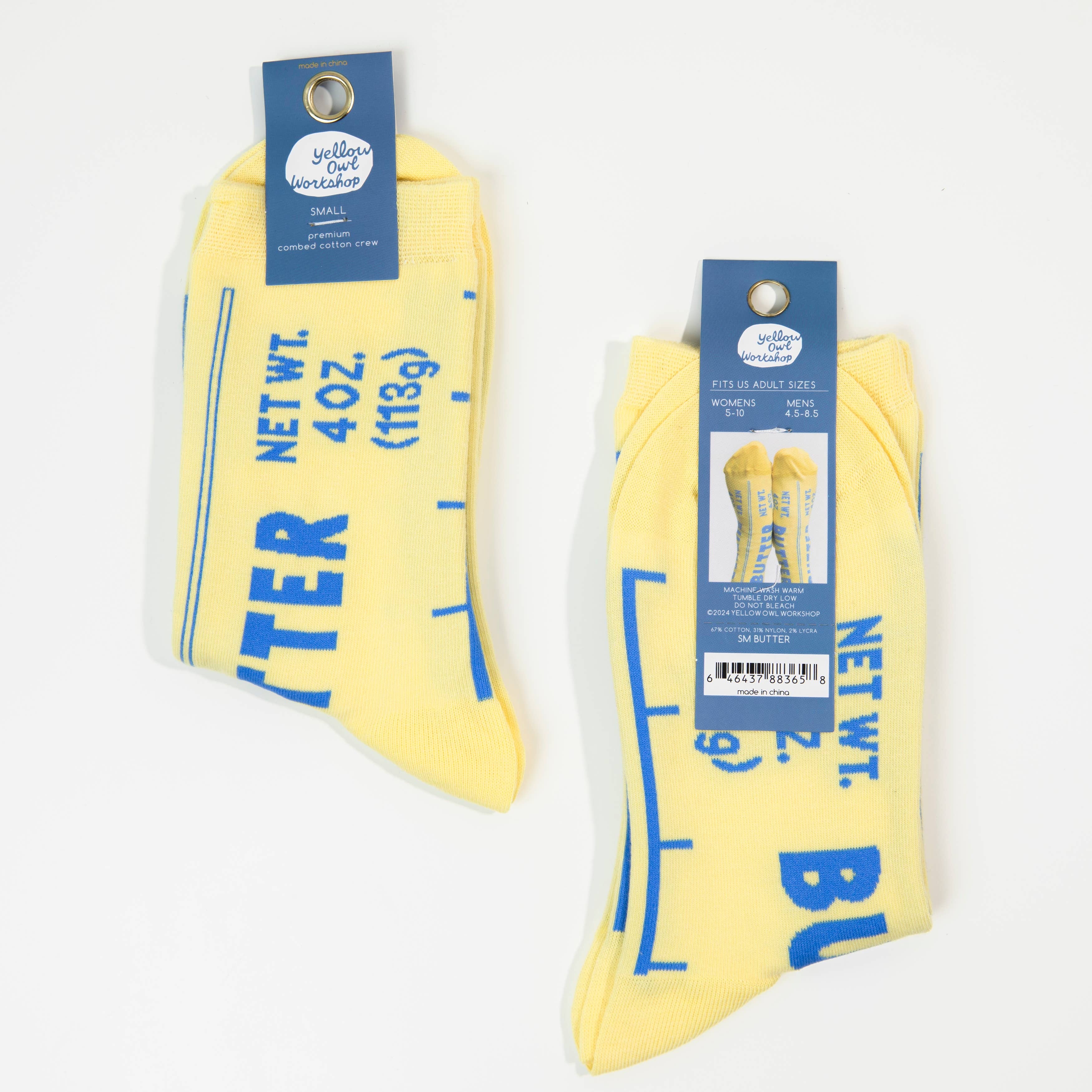 Butter Socks - Butter Foodie Gifts Small Crew Socks