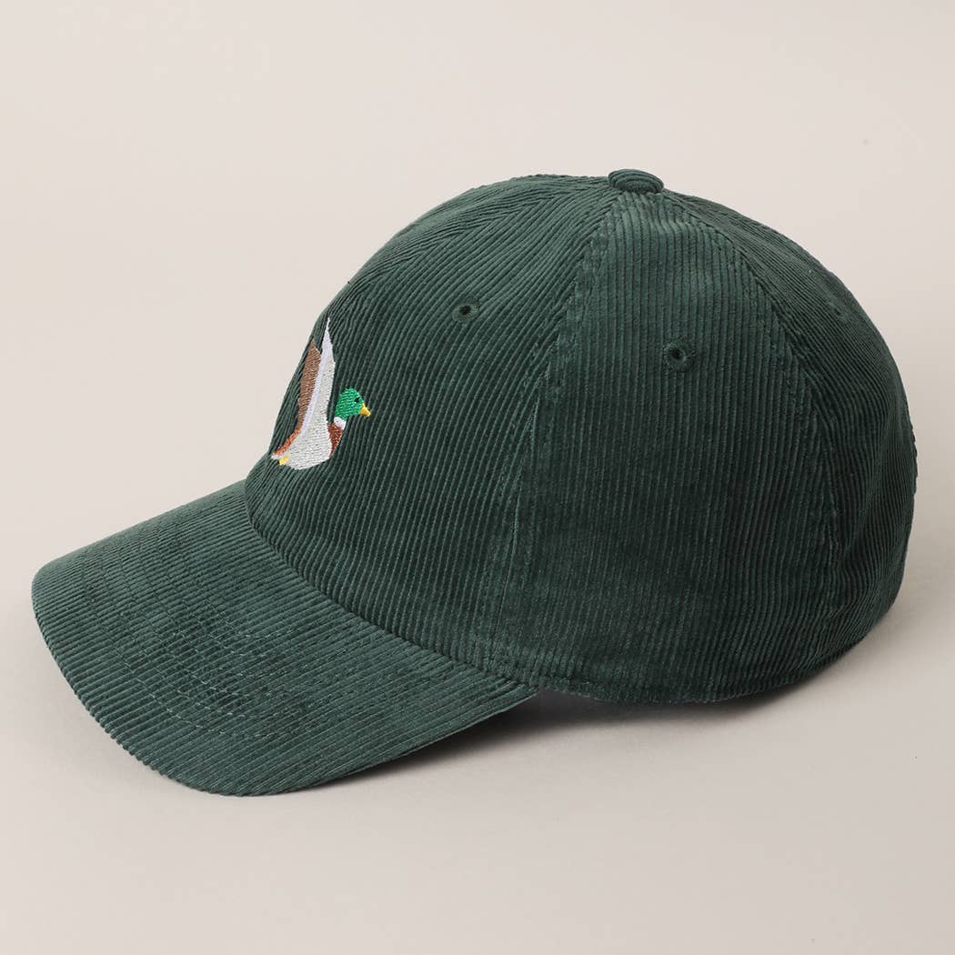 FLYING MALLARD Embroidered Corduroy Baseball Cap