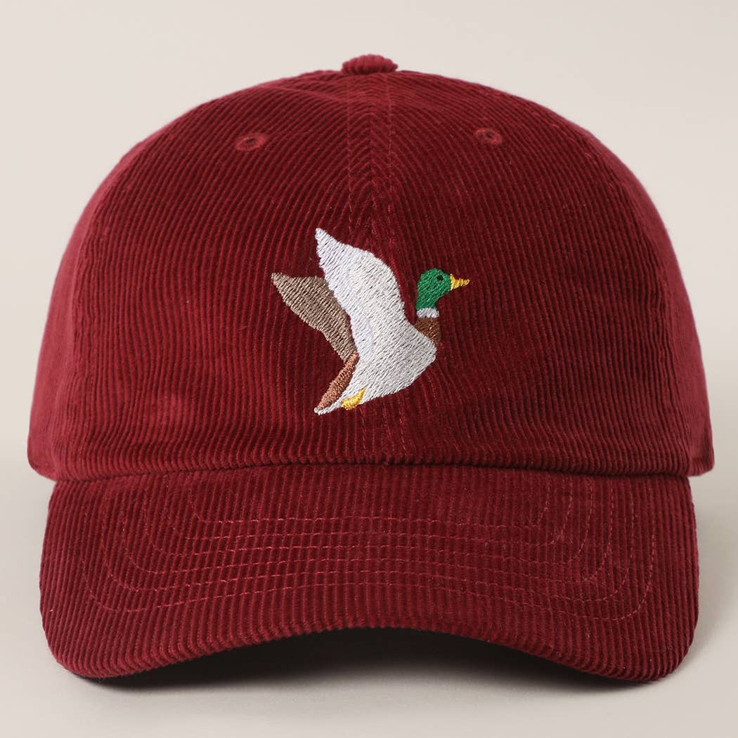 FLYING MALLARD Embroidered Corduroy Baseball Cap