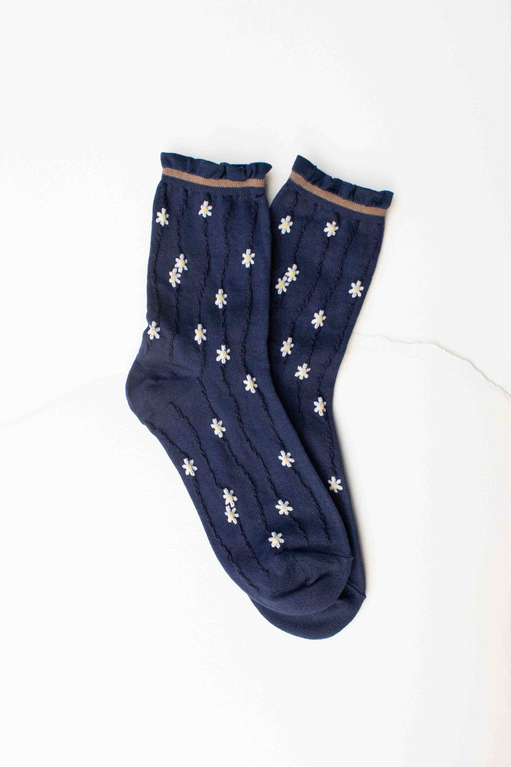 Wavy Daisy Cotton Blend Socks