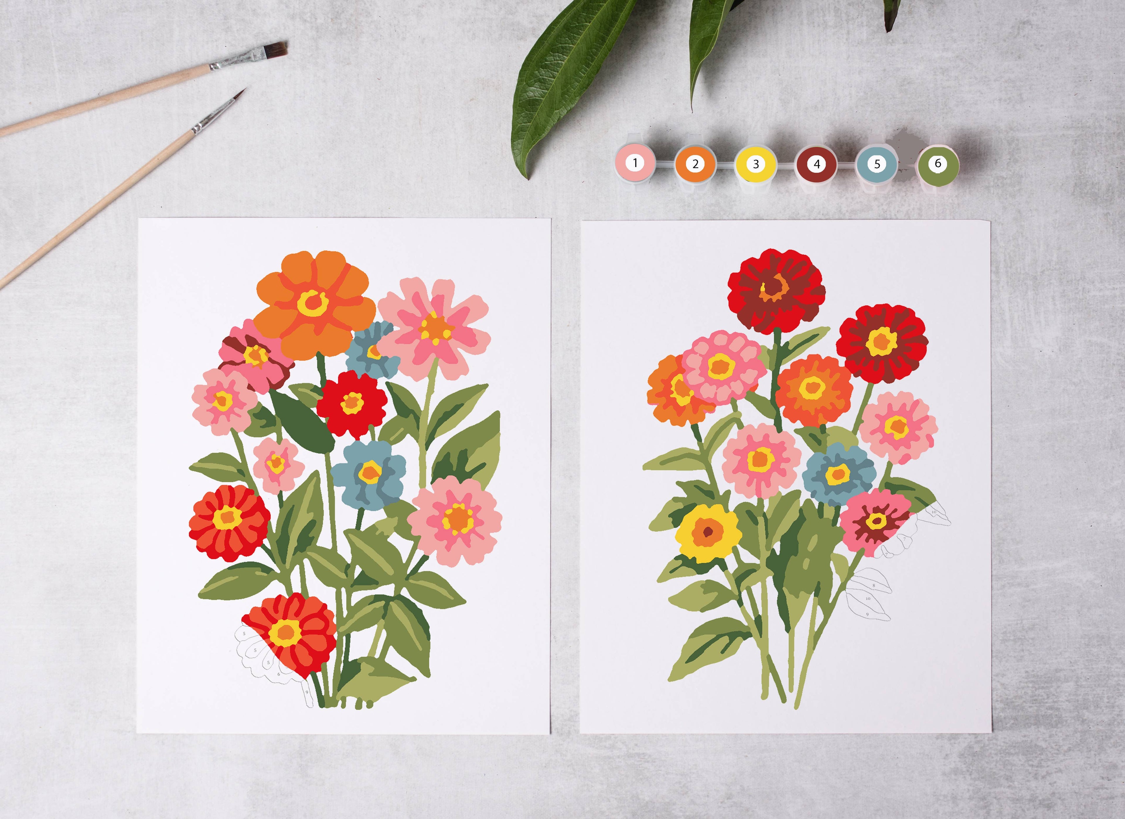 Zinna Blooms Paint-By-Numbers kit