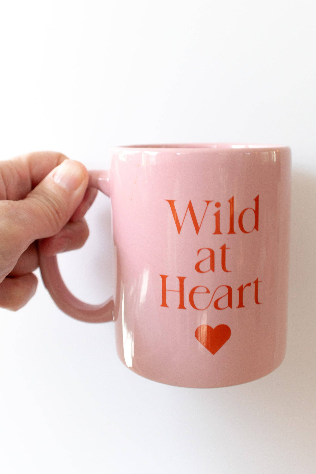 Pink Ceramic Coffee Mug with Wild At Heart Phrase, 11oz