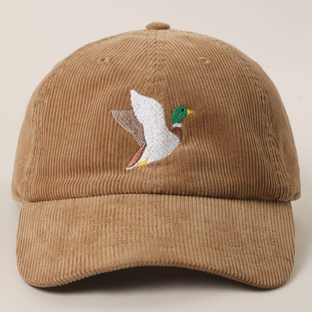 FLYING MALLARD Embroidered Corduroy Baseball Cap