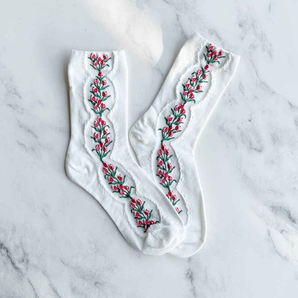 Women's Antique Tulip Flower Socks