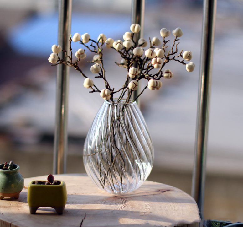 Twist Ribbed Glass Bud Vases