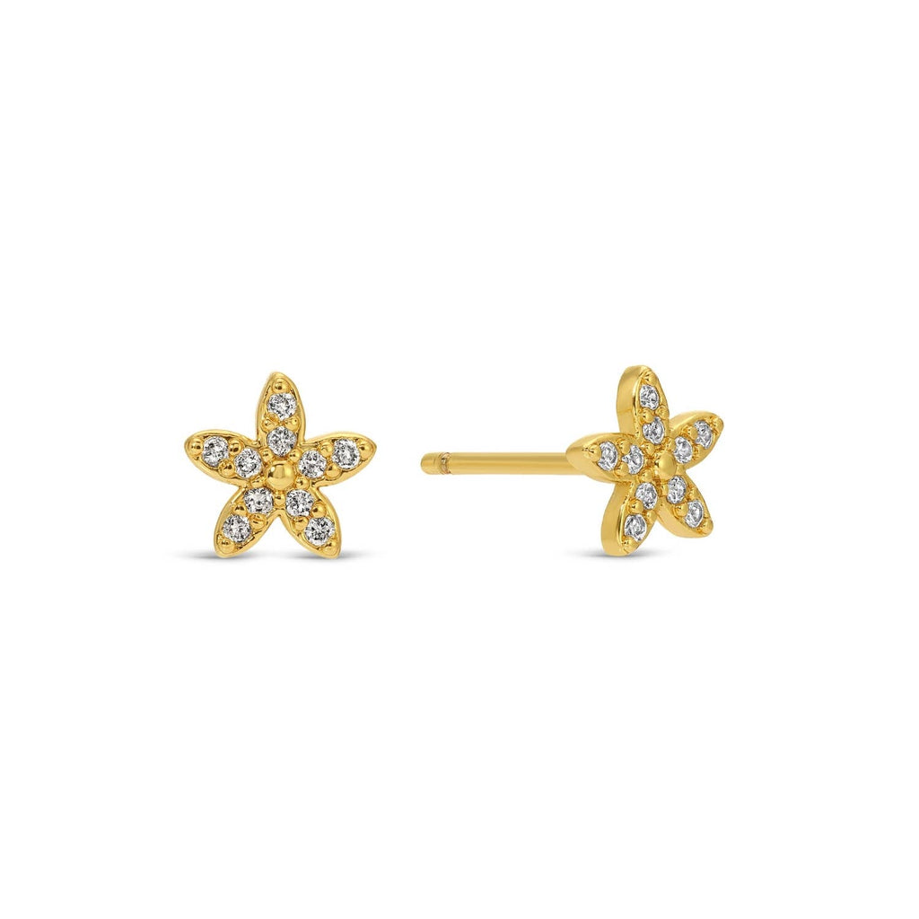Pave Flower Studs On Velvet Gift Tag