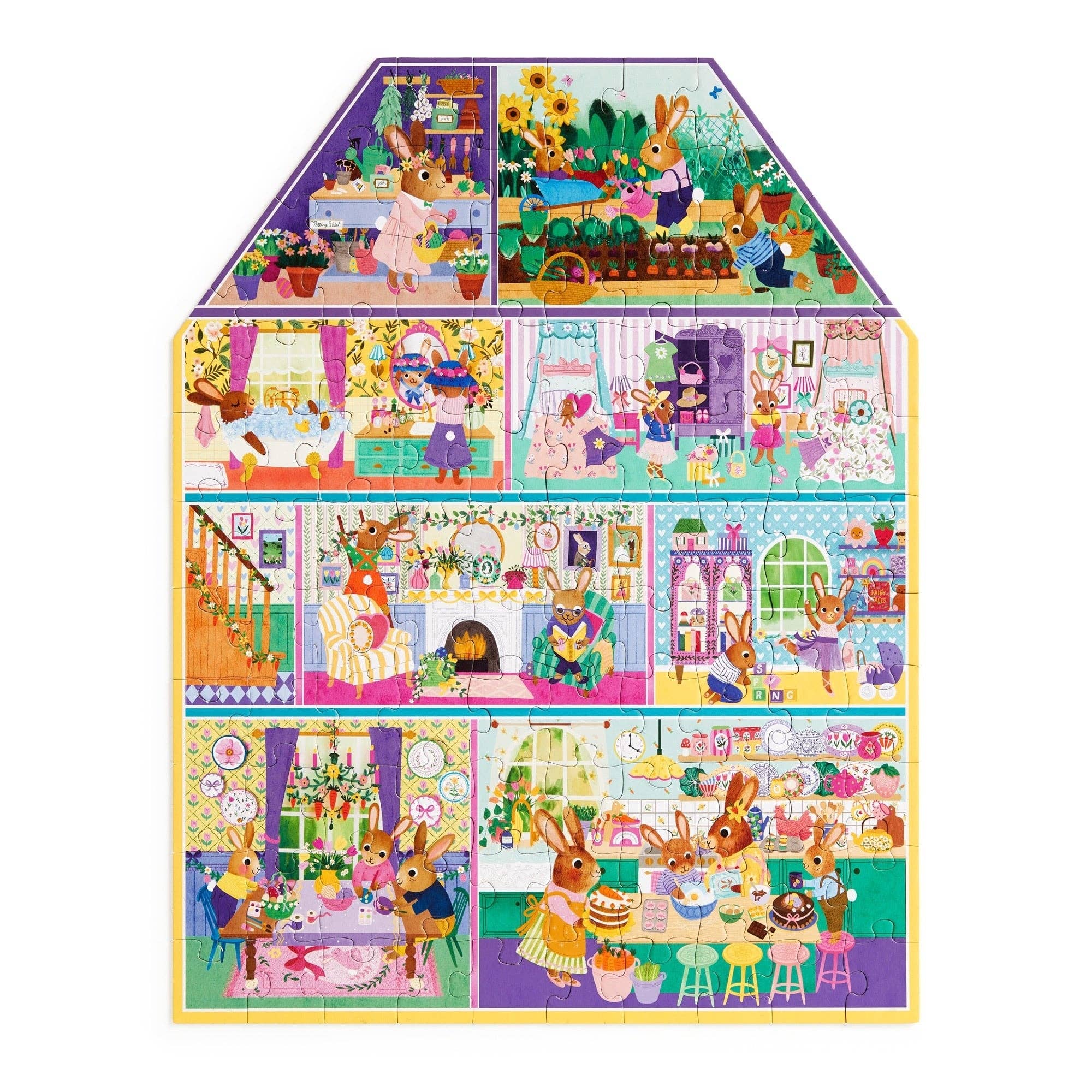 Cottontail Cottage 100 Piece House-shaped Puzzle