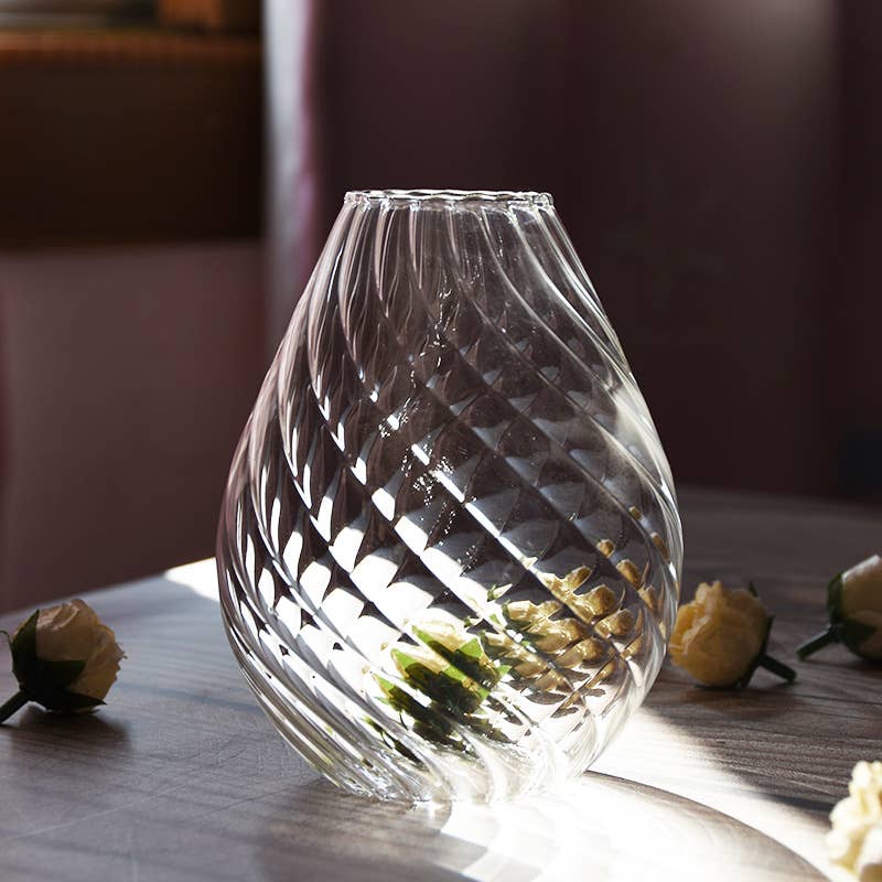 Twist Ribbed Glass Bud Vases
