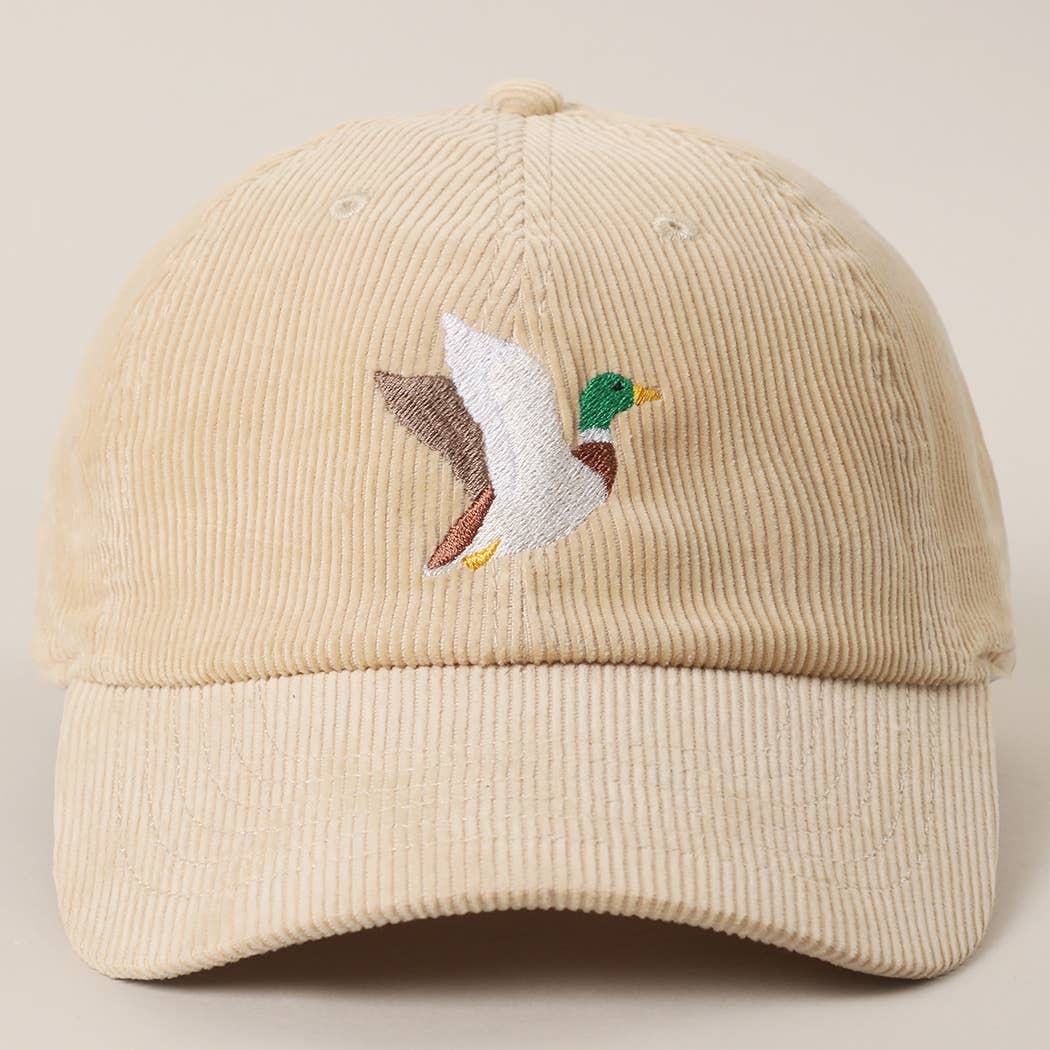 FLYING MALLARD Embroidered Corduroy Baseball Cap